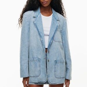 Aritzia Denim Forum The '90s Workwear Denim Jacket Blazer Blue Sz XS